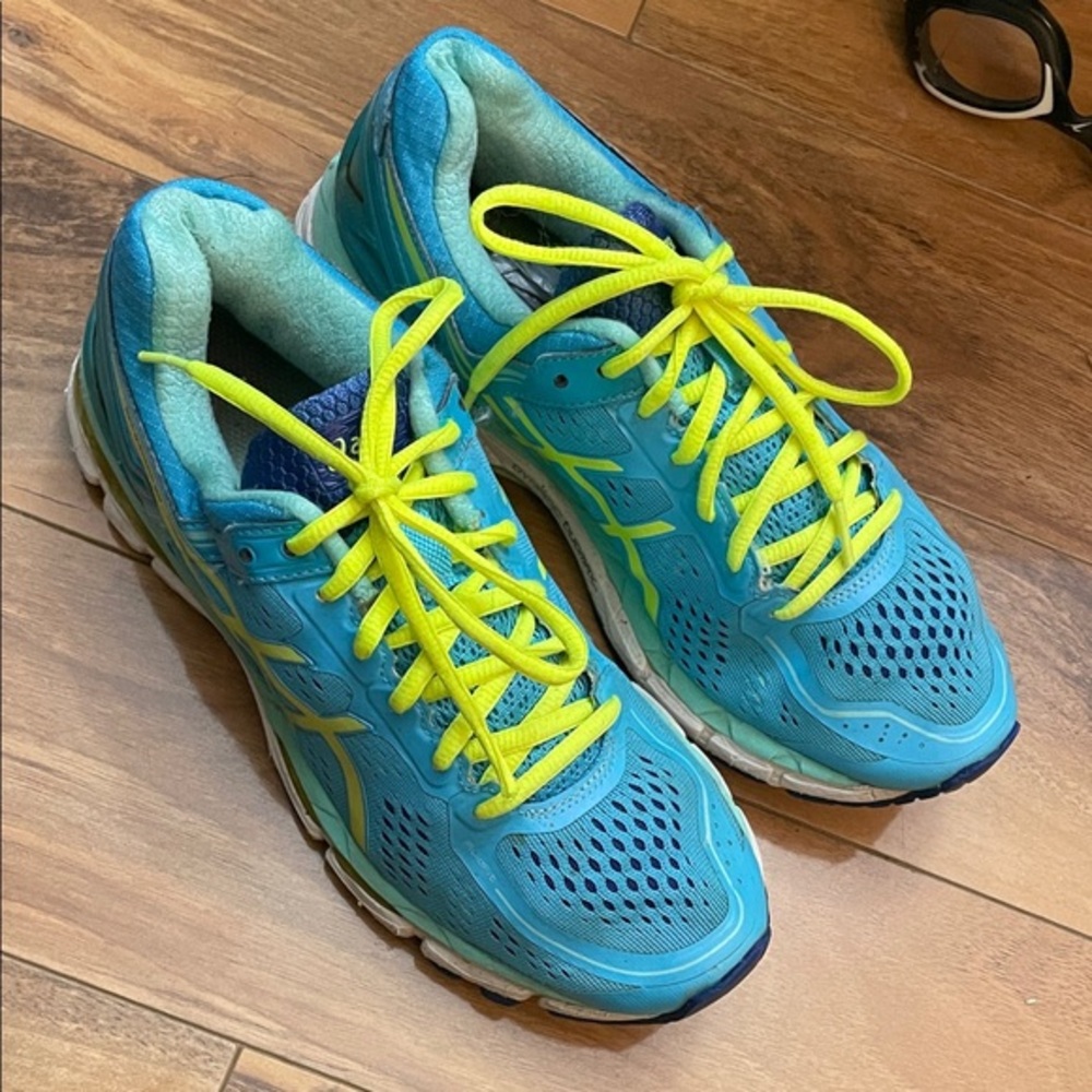 ASICS Blue and Yellow Women's Running Shoes